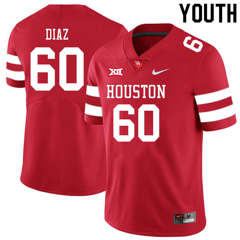 Youth #60 Joshua Diaz Houston Cougars College Big 12 Conference Football Jerseys Sale-Red